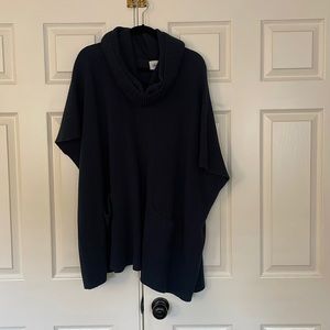 Cabi Flex sweater poncho with removable cowl neck collar.